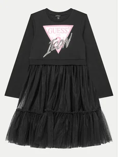 Guess Sukienka codzienna J4YK06 KB8R0 Czarny Regular Fit - Sukienki i spódniczki dla dziewczynek - miniaturka - grafika 1