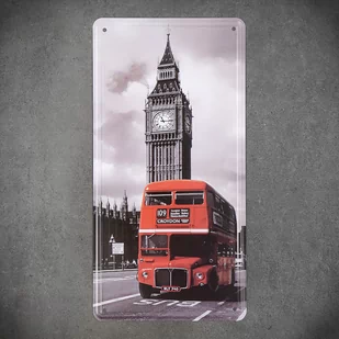 Tabliczka dekoracyjna metalowa BIG BEN & CZERWONY AUTOBUS - Dekoracje domu - miniaturka - grafika 1