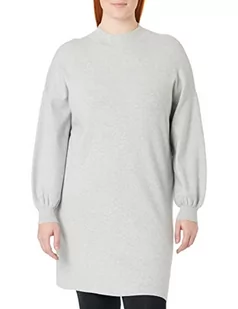 VERO MODA CURVE Damska sukienka VMNANCY LS z okrągłym dekoltem GA Boo Curve, jasnoszary melanż, M-46/48, jasnoszary melanżowy, 46/48/Große n - Sukienki - miniaturka - grafika 1