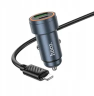 Ładowarki samochodowe - Ładowarka Hoco Ładowarka samochodowa USB A + USB C QC3.0 PD 30W + kabel USB C do Lightning Z57A czarna - miniaturka - grafika 1