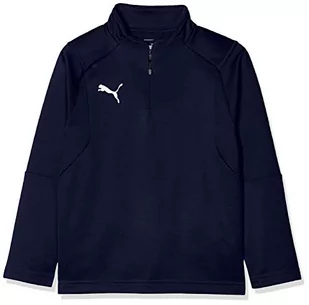 Puma Liga Training bluza dziecięca z zamkiem błyskawicznym 1/4 niebieski Peacoat-puma white 152 - Bluzy dla dziewczynek - miniaturka - grafika 1