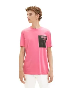 TOM TAILOR Denim Męski t-shirt 1036464, 31645-Summertime Pink, S, 31645 - Summertime Pink, S - Koszulki męskie - miniaturka - grafika 1
