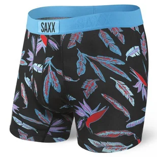 Bokserki męskie wygodne SAXX ULTRA Boxer Brief Fly liście rajskich ptaków - czarne - Majtki męskie - miniaturka - grafika 1