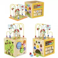 Zabawki interaktywne dla dzieci - Viga Toys Activity Box Drewniane Edukacyjne Centrum Gier 5w1 kostka - miniaturka - grafika 1