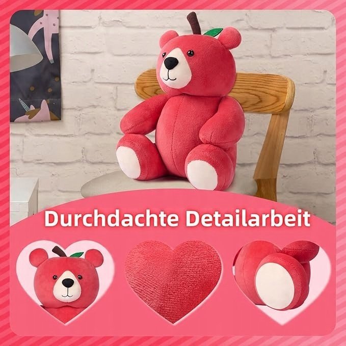 Maskotka Pluszak Miś Jabłko Kawaii Pluszowy Czerwony 25Cm Dla Dzieci