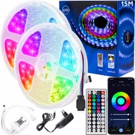 Taśmy LED - Taśma Led Rgb kolorowa 15m pilot Bluetooth - miniaturka - grafika 1
