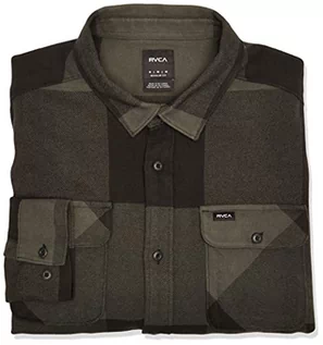 Koszule męskie - RVCA Męska koszula z flaneli L/S z kołnierzem button-down, Rvca L/S flanela/oliwkowa, M - grafika 1