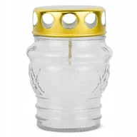 Lampiony i znicze - Znicz Szklany Zalewany 10 cm Biały DP64 Znicz kolorowy z metalowym kapturki - miniaturka - grafika 1