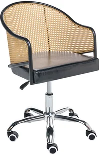 Fotel biurowy, krzesło biurowe Beliani Krzesło obrotowe REDDING Ekoskóra Czarny - Fotele i krzesła biurowe - miniaturka - grafika 1