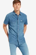 Koszule męskie - Wrangler Ss Western Shirt Męska Koszula Jeansowa Z Krókim Rękawem Mid Used W5A10O6Z5-S - miniaturka - grafika 1