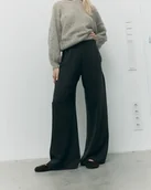 Spodnie sportowe damskie - Spodnie palazzo choclate tencel - miniaturka - grafika 1