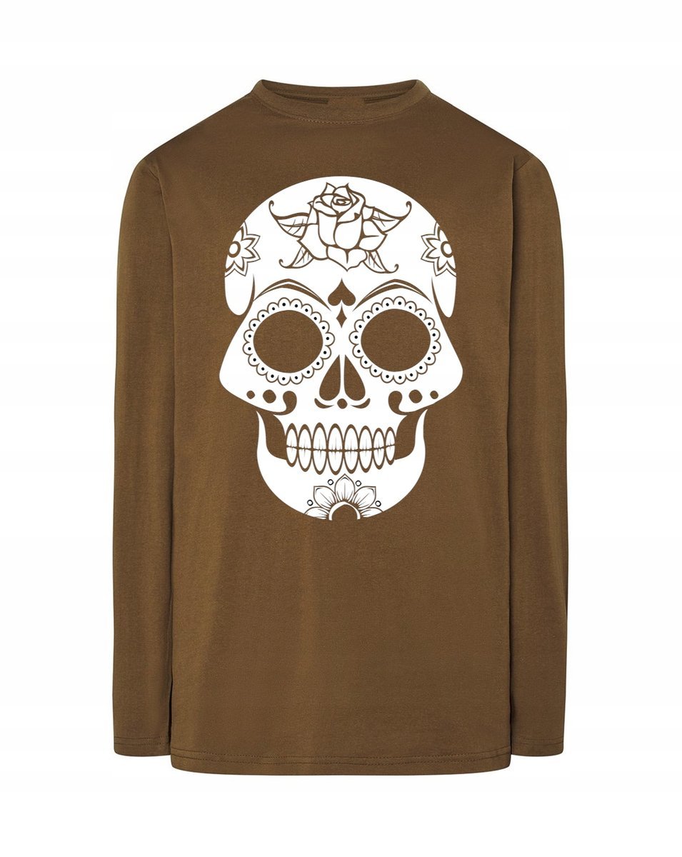 Longsleeve męski nadruk biała CZASZKA SKULL r.S