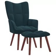 Fotele - vidaXL Fotel z podnóżkiem niebieski obity aksamitem 328072 - miniaturka - grafika 1