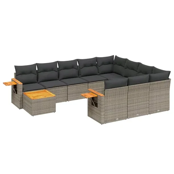 Zestaw mebli ogrodowych modułowych, rattan PE, szary, wymiary: 62x62x69 cm