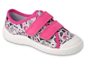 Buty dla dziewczynek - Trampki kapcie dziecięce dziewczęce na rzepy szare Befado 772Y005-36 - miniaturka - grafika 1