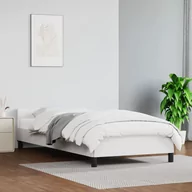 Łóżka - Lumarko Rama łóżka z zagłówkiem, biała, 90x190 cm, obite sztuczną skórą - miniaturka - grafika 1