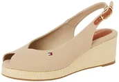 Espadryle damskie - TOMMY HILFIGER Espadryle damskie FLAGA MID WEDGE ESPAD SLINGBACK, BEŻOWY (chrzan), 36 UK, Beżowy chrzan, 39 EU - miniaturka - grafika 1
