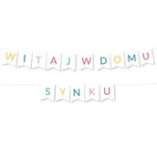 Balony i akcesoria - Girlanda Witaj w Domu Synku - BANER napis - kolorowa - miniaturka - grafika 1