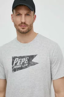 Koszulki męskie - Pepe Jeans t-shirt bawełniany SINGLE CARDIFF męski kolor szary z nadrukiem PM509401 - grafika 1