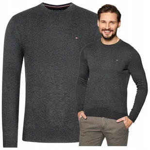 TOMMY HILFIGER sweter meski cneck szary piękny sweterek meski tommy TOMMY HILFIGER sweter meski cneck piękny szary sweterek meski tommy XL - Swetry męskie - miniaturka - grafika 1