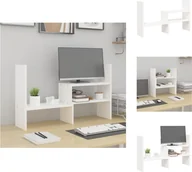 Akcesoria do monitorów - vidaXL Podstawa pod monitor biała (39-72)x17x43 cm lite drewno sosnowe - Podstawa pod monitor komputerowy - miniaturka - grafika 1