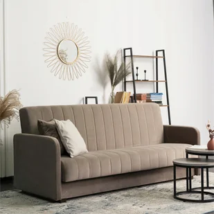 Wersalka Sofa Kanapa Rozkładana z Funkcją Spania Dwuosobowa Beżowa PORTO - Sofy i kanapy - miniaturka - grafika 1