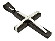 Bransolety męskie - Czarna nowoczesna męska zawieszka krzyż - miniaturka - grafika 1