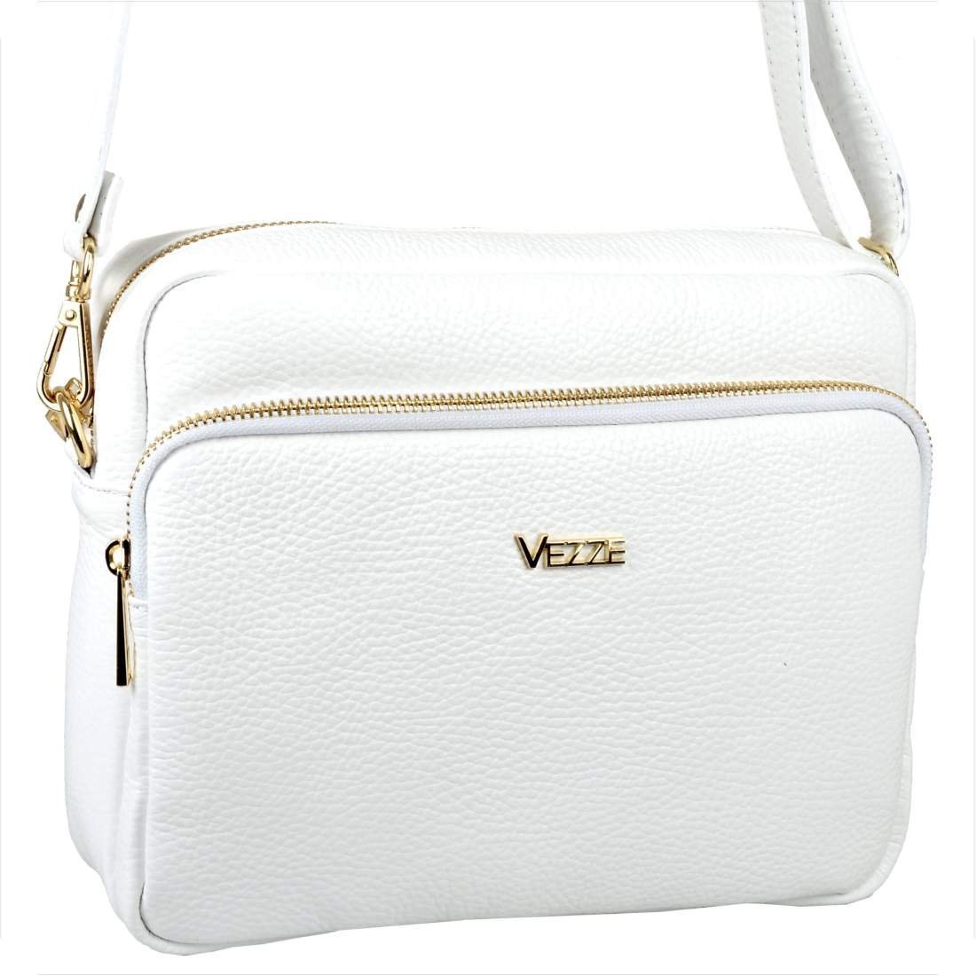 Modna torebka listonoszka biała VEZZE skóra naturalna