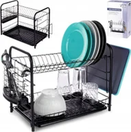 Suszarki do naczyń - Vilde Suszarka na naczynia czarna 2-poziomowa 51,5x24,5x33 cm - miniaturka - grafika 1