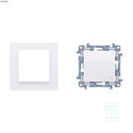 Wyłączniki światła i elektryczne - Łącznik schodowy (moduł) 10AX, 250V~, szybkozłącza, biały Simon10 + Ramka 1-krotna - uniwersalna poziom i pion, biały Simon10 - miniaturka - grafika 1