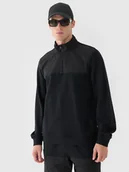 Bluzy męskie - 4F Bluza dresowa nierozpinana bez kaptura męska - czarna XXL - miniaturka - grafika 1