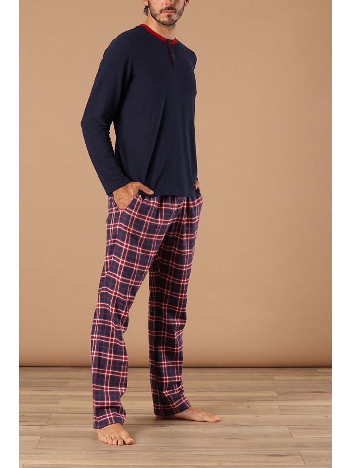 maryplaid Piżama w kolorze granatowo-czerwonym