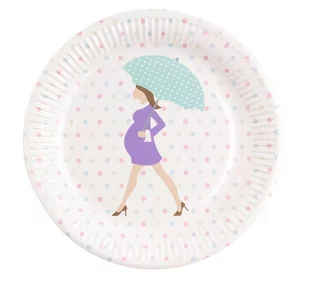 NEVITI Talerzyki papierowe "Showered With Love", Neviti, 23 cm, 8 szt 677163 - Naczynia i sztućce jednorazowe - miniaturka - grafika 1