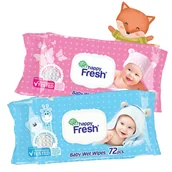 Chusteczki nawilżane - Chusteczki Nawilżane Happy Fresh ZESTAW 12 x 72szt - miniaturka - grafika 1