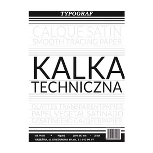 Kalka techniczna A4/90g TYPOGRAF 25ark. /74105/ - Kalki - miniaturka - grafika 1