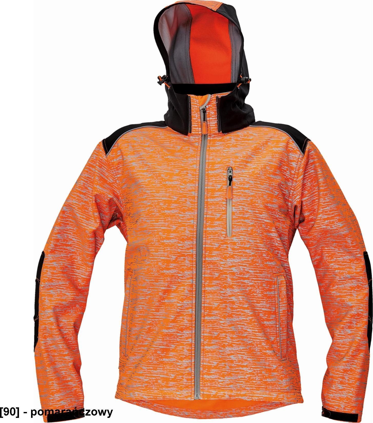 CERVA KNOXFIELD PRINTED - męska kurtka softshellowa z odblaskowym zadrukiem - pomarańczowy 3XL