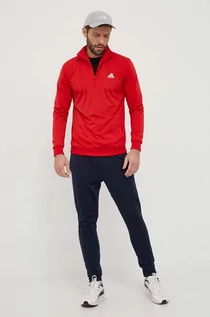 Dresy męskie - adidas dres męski kolor czerwony - grafika 1