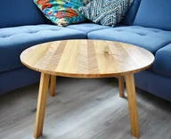 Ławy i stoliki kawowe - Oval Chevron - Dębowy stolik kawowy z mozaiką chevron - miniaturka - grafika 1