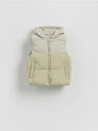 Kombinezony dla dzieci - Reserved - Pikowana kamizelka z kapturem - jasnozielony - miniaturka - grafika 1