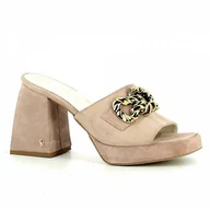 Klapki i japonki damskie - Różowe klapki na obcasie CARINII - Carinii - miniaturka - grafika 1