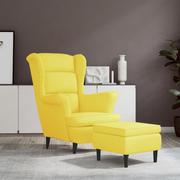 Fotele - Lumarko Fotel uszak z podnóżkiem, żółty, tapicerowany aksamitem! - miniaturka - grafika 1