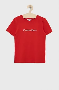 Koszulki dla dziewczynek - Calvin Klein Jeans t-shirt bawełniany dziecięcy kolor czerwony z nadrukiem - grafika 1