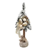 Choinki - Choinka na kołeczku ośnieżona dekorowana 50 cm prosecco błysk - miniaturka - grafika 1
