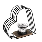 Świeczniki - Świecznik metalowy, SERCE, czarny - miniaturka - grafika 1