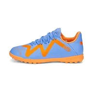 Piłka nożna - PUMA Future Play TT JR buty piłkarskie, niebieski błyszczący biały – ultra pomarańczowy, rozmiar 5 UK - miniaturka - grafika 1