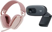 Słuchawki - Logitech Zone Vibe 100 981-001213 + C270 960-001063 różowy - miniaturka - grafika 1