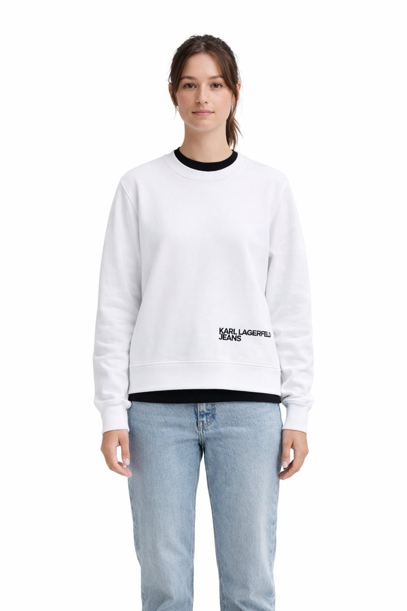 KARL LAGERFELD BIAŁA BLUZA Z BAWEŁNY ORGANICZNEJ Z LOGO S 1I1E
