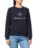 Bluzy damskie - GANT Bluza damska Lock Up C-Neck Sweat, niebieski (Evening Blue), L - miniaturka - grafika 1
