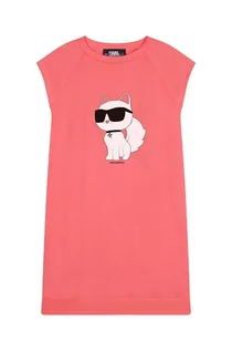 Sukienki i spódniczki dla dziewczynek - Karl Lagerfeld sukienka dziecięca kolor pomarańczowy mini prosta - grafika 1