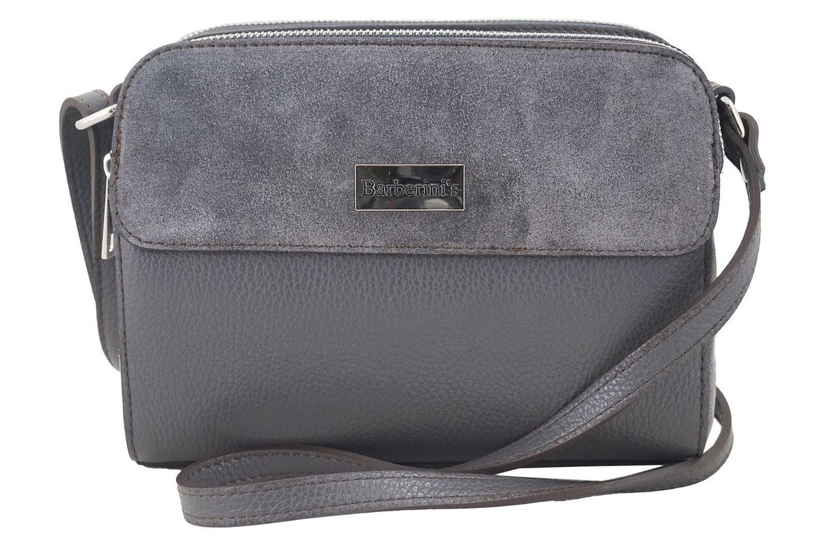 Torebka damska skórzana crossbody - Ciemnoszara